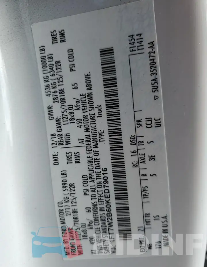 1FT7W2B60KED79016 Photo# 13