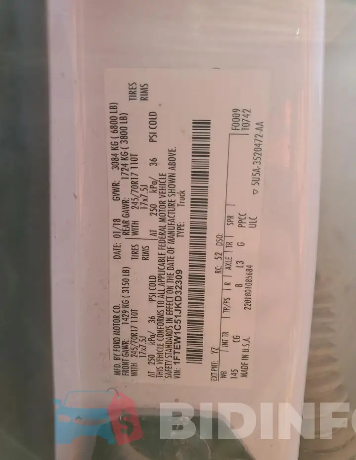 1FTEW1C51JKD32309 Photo# 12