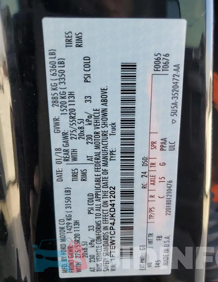 1FTEW1CP4JKD41202 Photo# 12