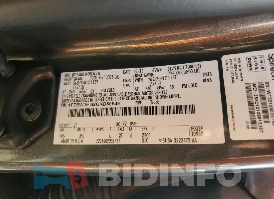 1FTEW1EG2GKD80649 Photo# 12