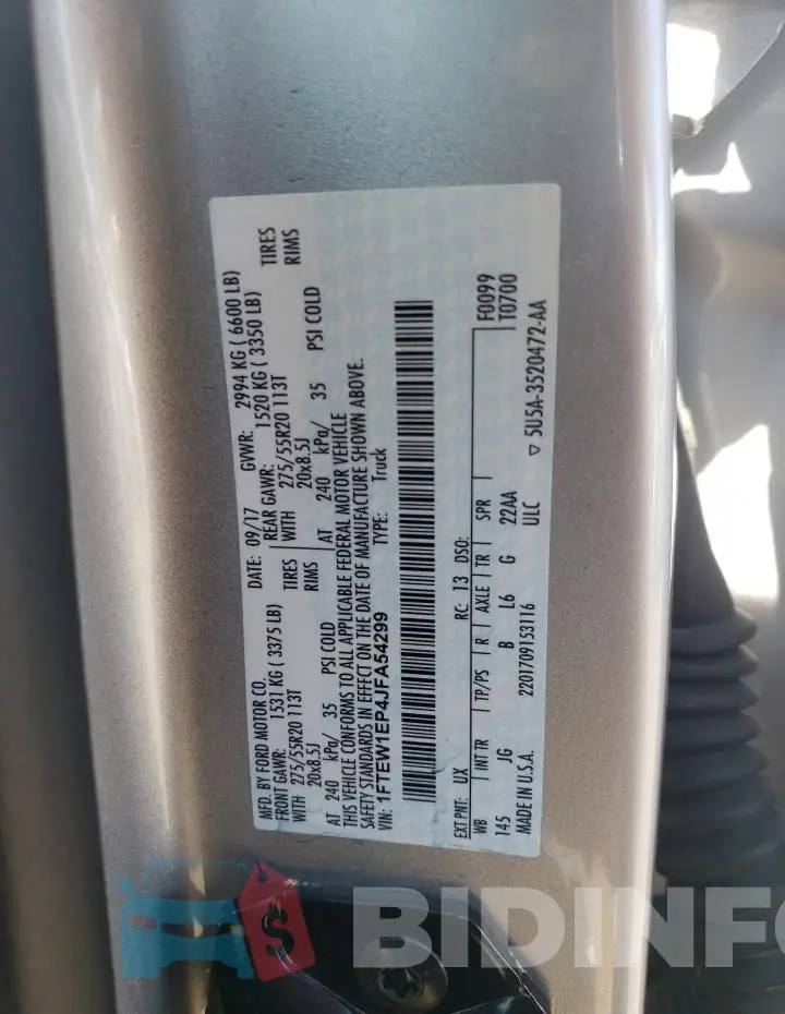 1FTEW1EP4JFA54299 Photo# 12