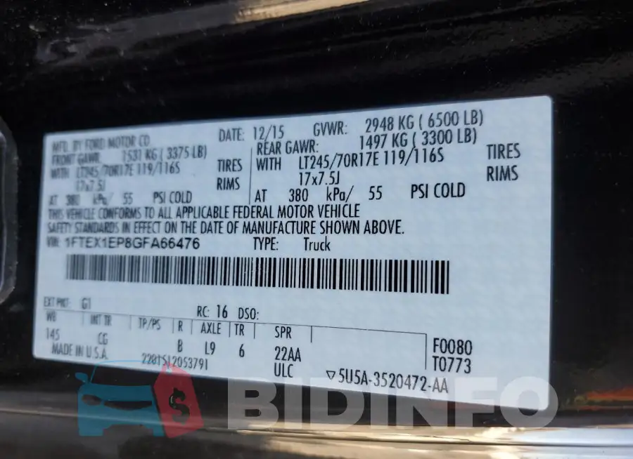1FTEX1EP8GFA66476 Photo# 12