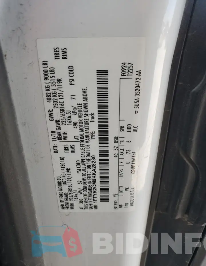 1FTYR2CM9KKA28230 Photo# 13