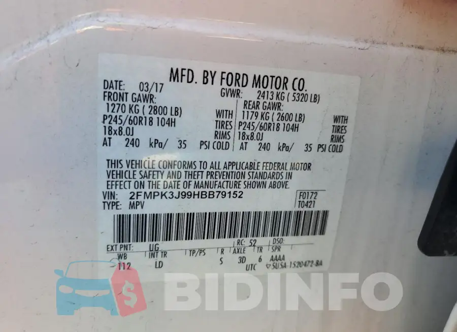 2FMPK3J99HBB79152 Photo# 13
