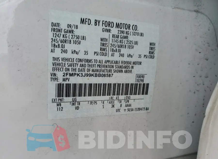 2FMPK3J99KBB08587 Photo# 14
