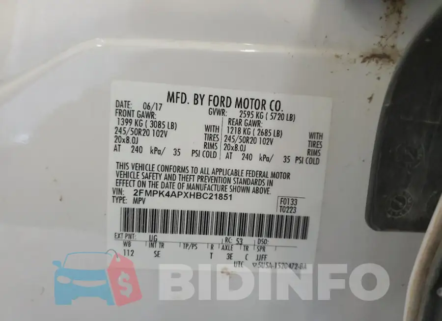 2FMPK4APXHBC21851 Photo# 14