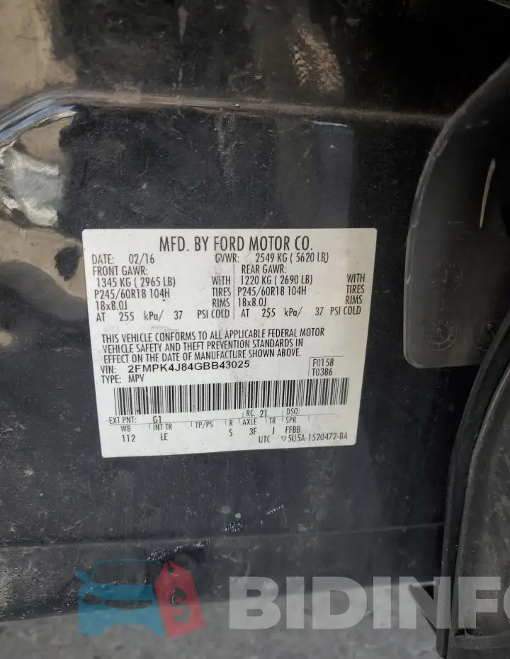 2FMPK4J84GBB43025 Photo# 13