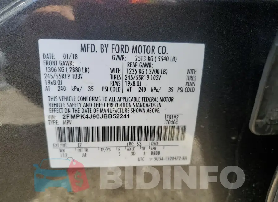 2FMPK4J90JBB52241 Photo# 13