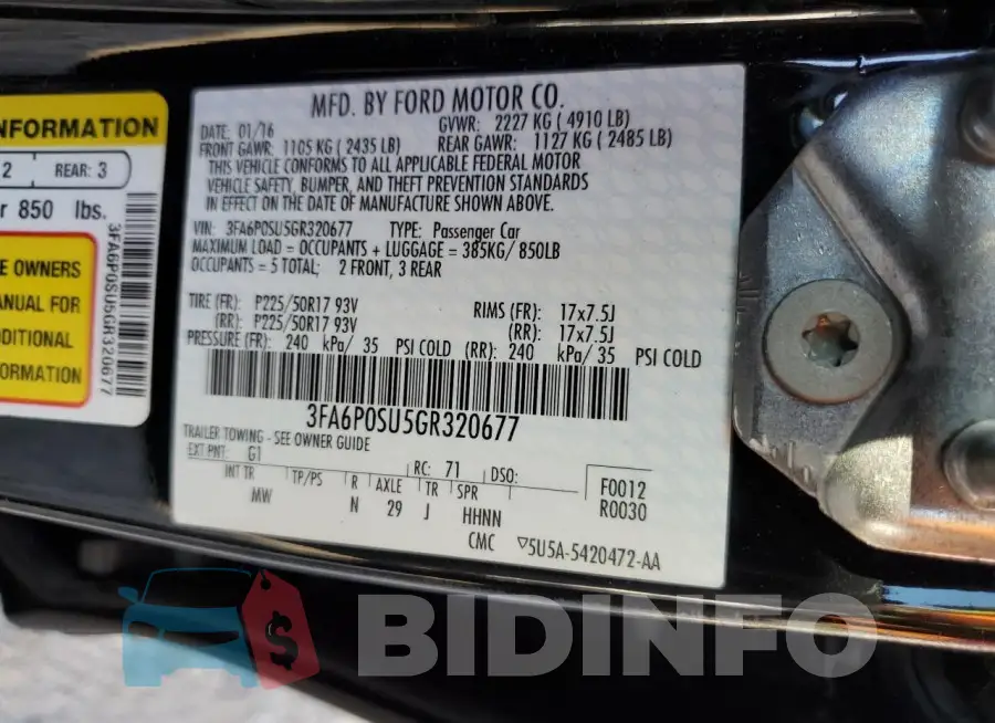 3FA6P0SU5GR320677 Photo# 12