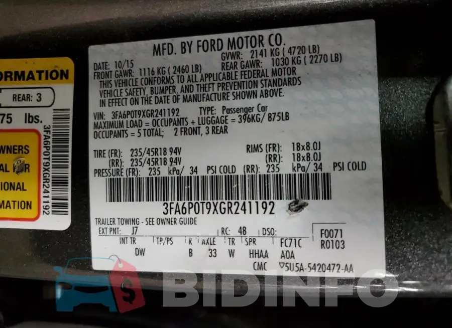 3FA6P0T9XGR241192 Photo# 12