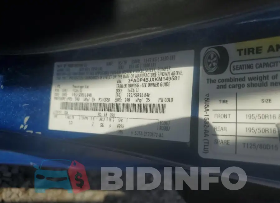 3FADP4BJXKM149581 Photo# 13