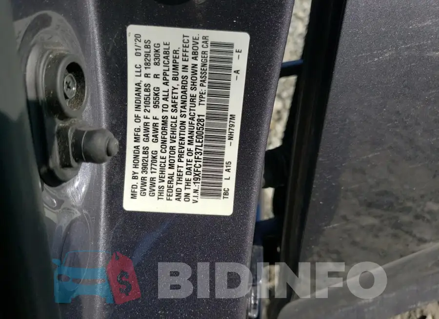 19XFC1F37LE005281 Photo# 12