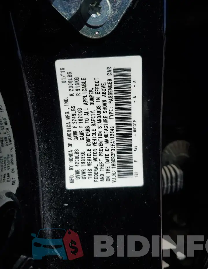 1HGCR2F33FA112649 Photo# 12