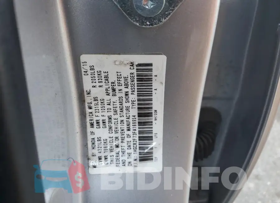 1HGCR2F73FA169954 Photo# 12