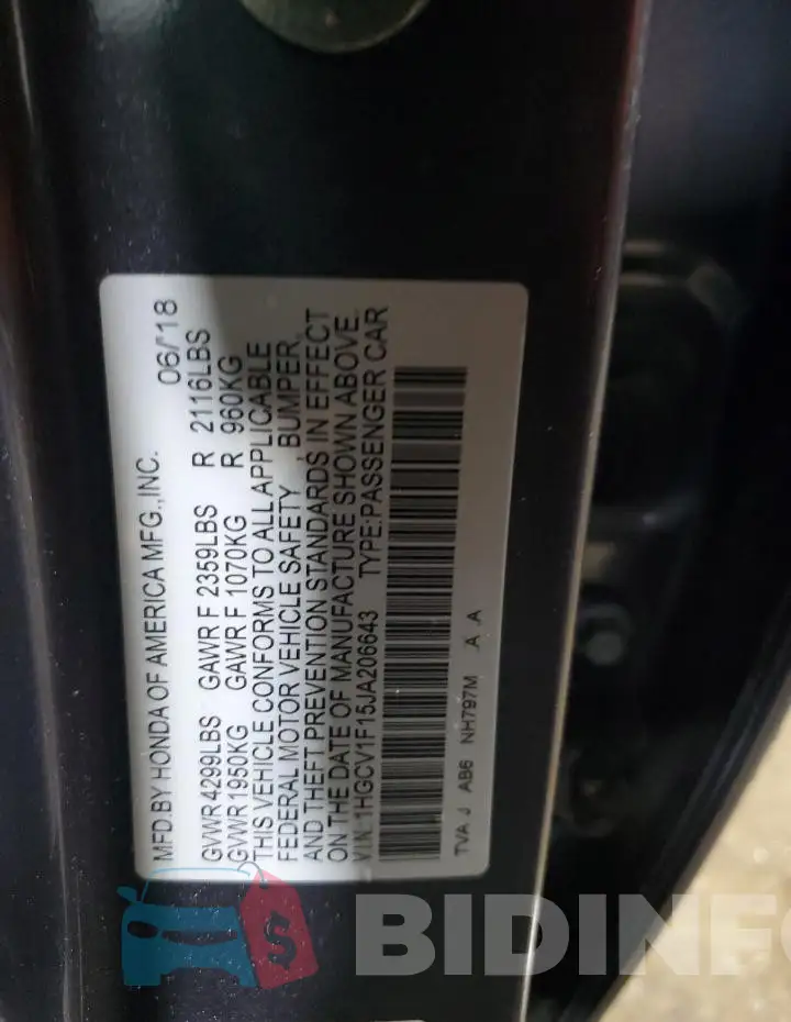 1HGCV1F15JA206643 Photo# 12