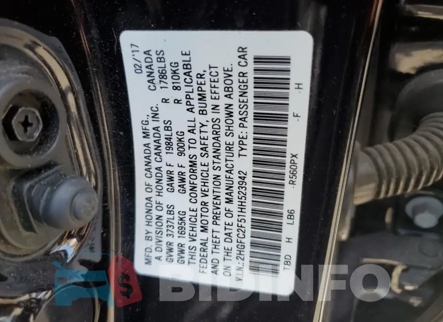 2HGFC2F51HH523942 Photo# 12