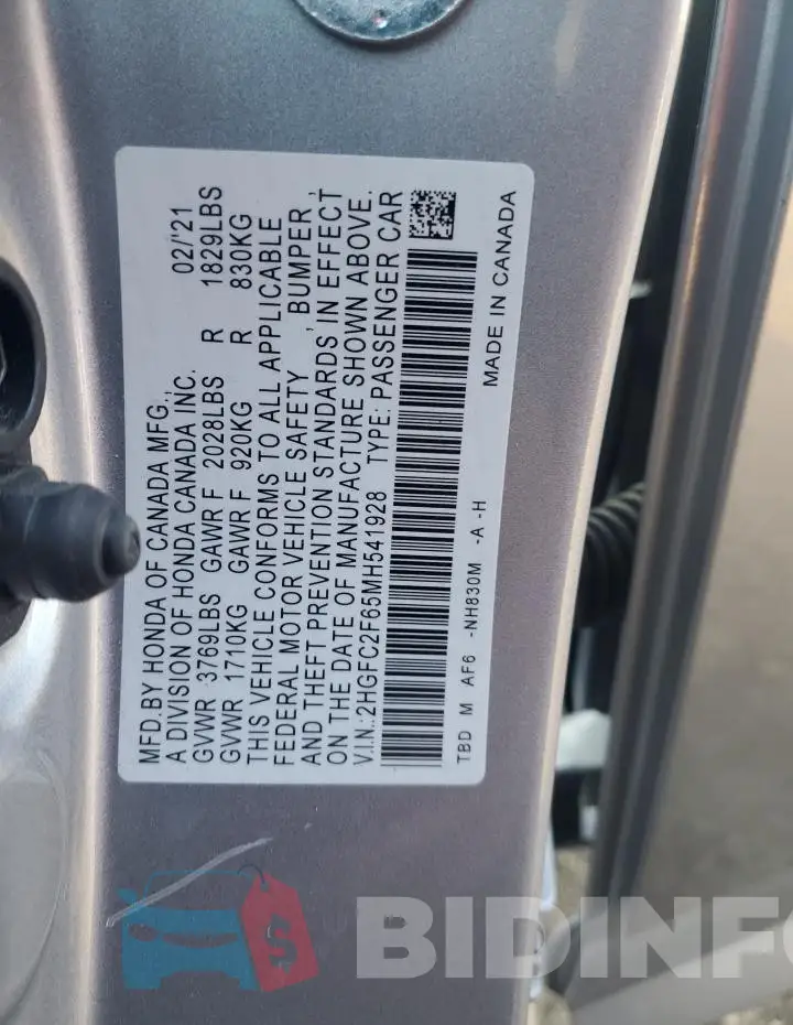 2HGFC2F65MH541928 Photo# 12