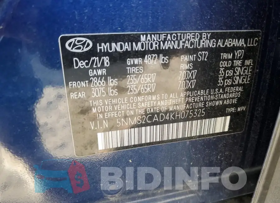5NMS2CAD4KH075325 Photo# 13