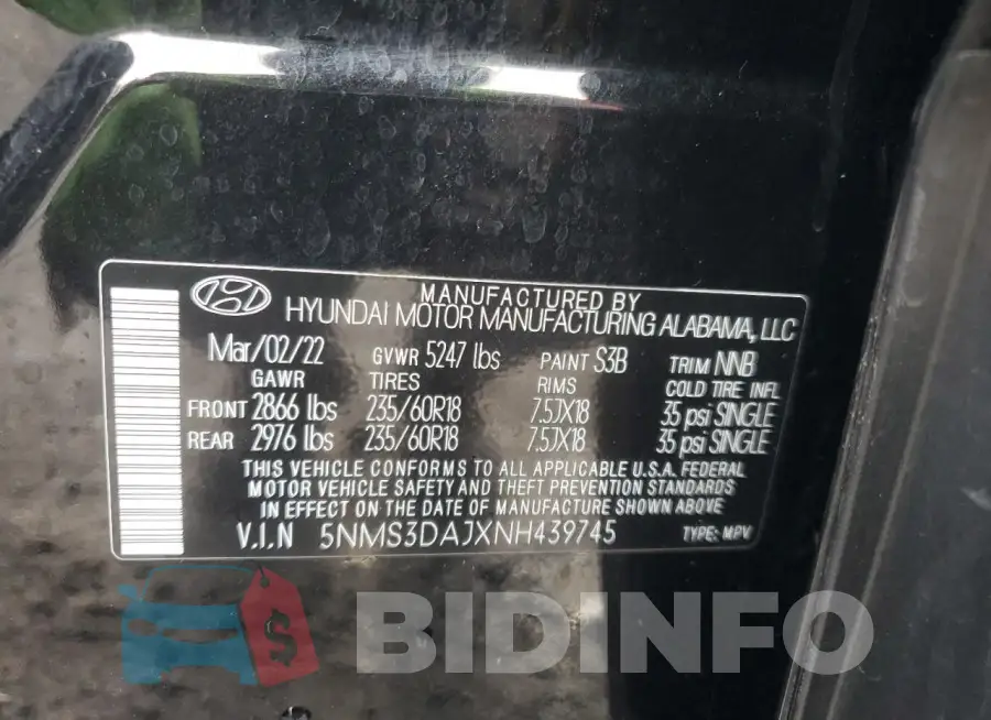 5NMS3DAJXNH439745 Photo# 13