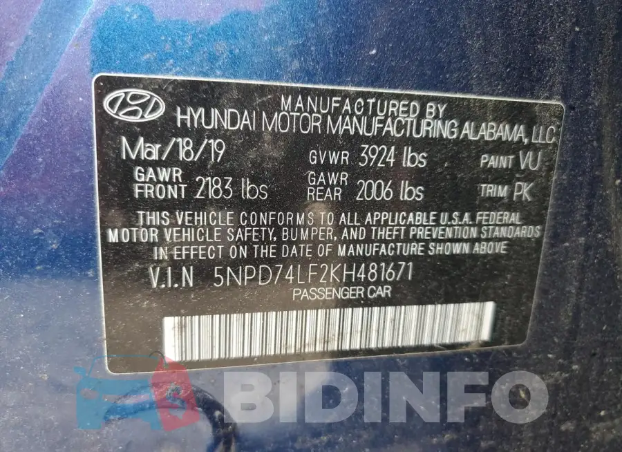 5NPD74LF2KH481671 Photo# 13