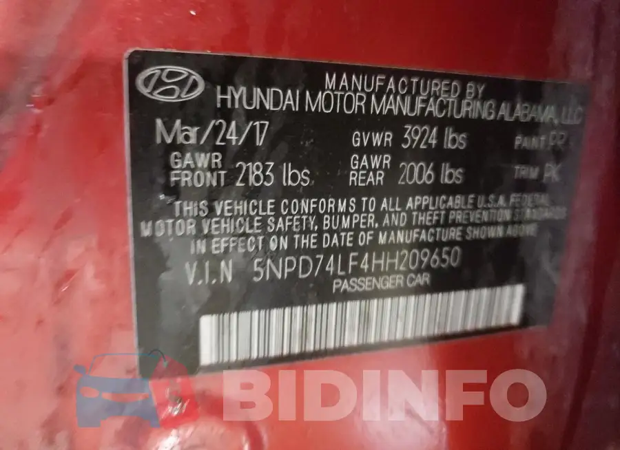 5NPD74LF4HH209650 Photo# 12