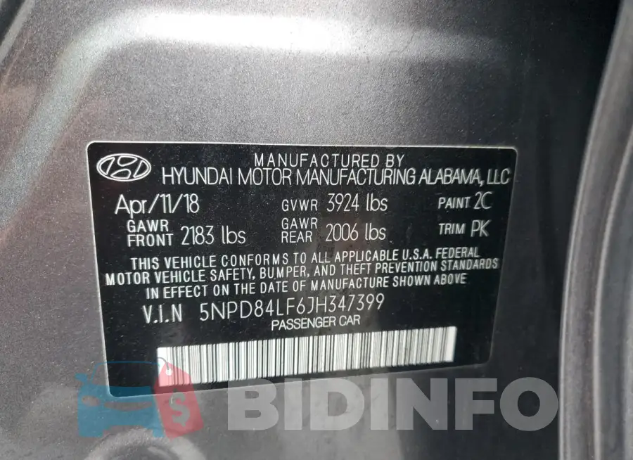 5NPD84LF6JH347399 Photo# 13