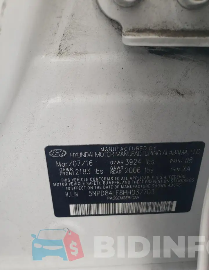 5NPD84LF8HH037703 Photo# 12