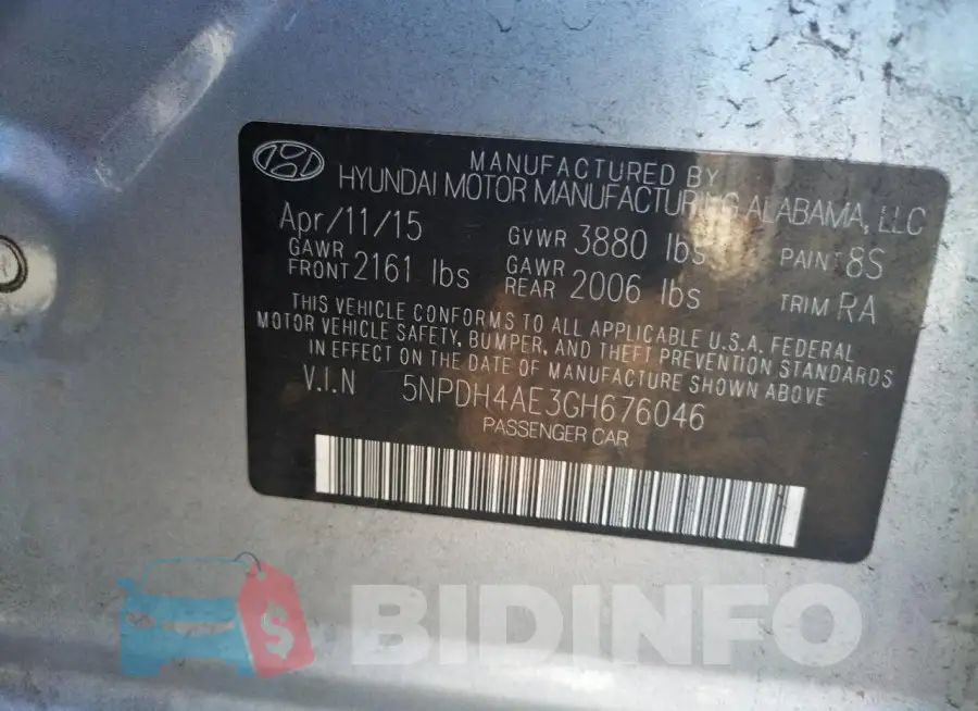5NPDH4AE3GH676046 Photo# 12