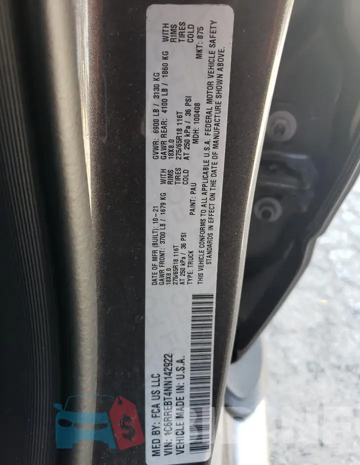 1C6RREBT4NN142922 Photo# 12