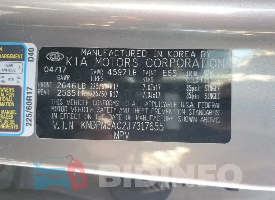 KNDPM3AC2J7317655 Photo# 13