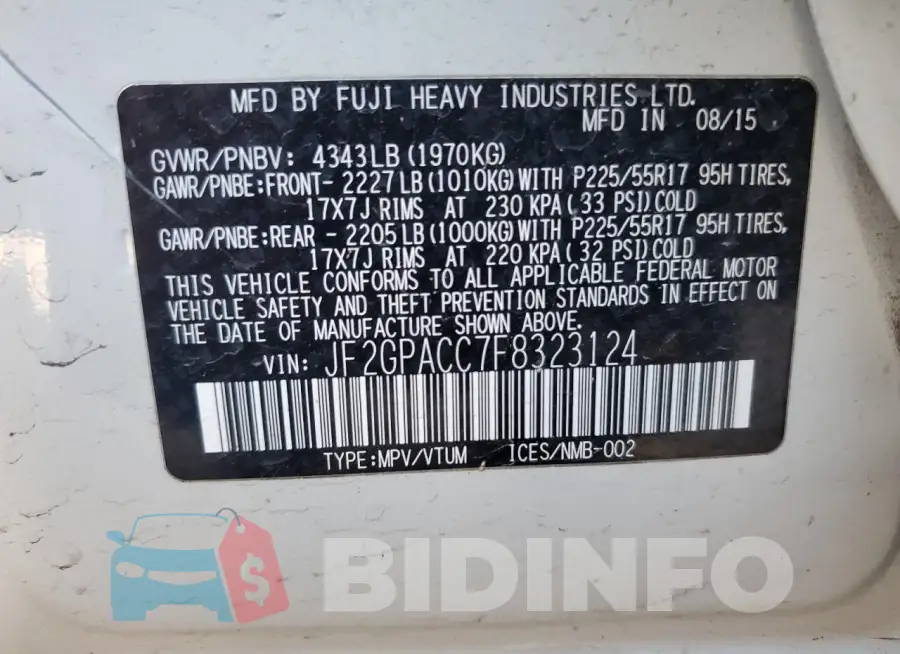 JF2GPACC7F8323124 Photo# 13