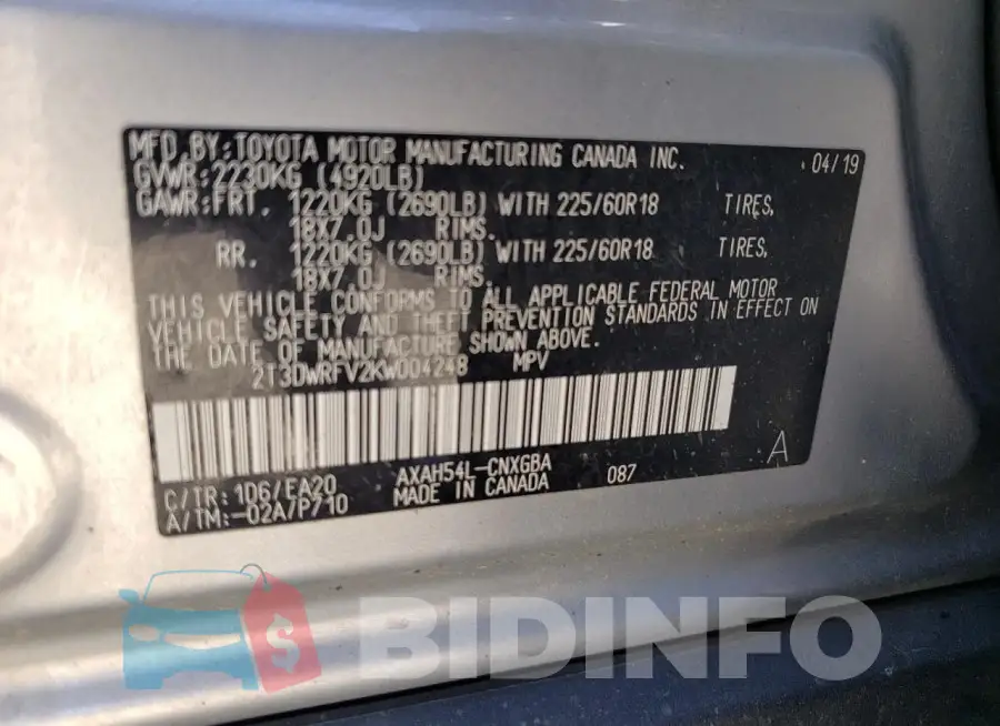 2T3DWRFV2KW004248 Photo# 13