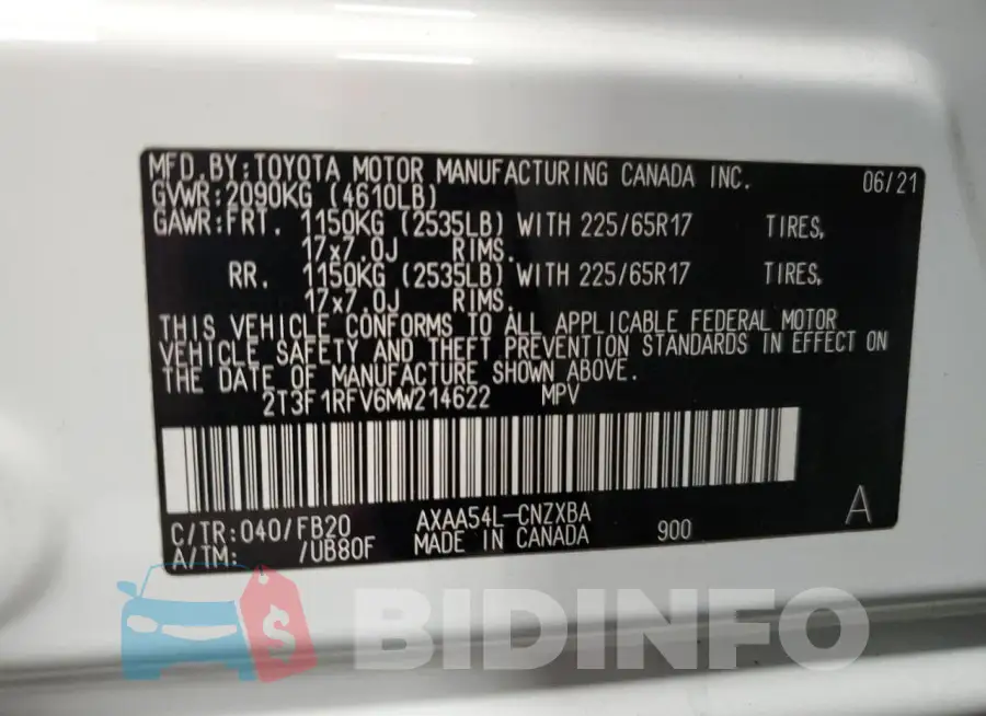 2T3F1RFV6MW214622 Photo# 13