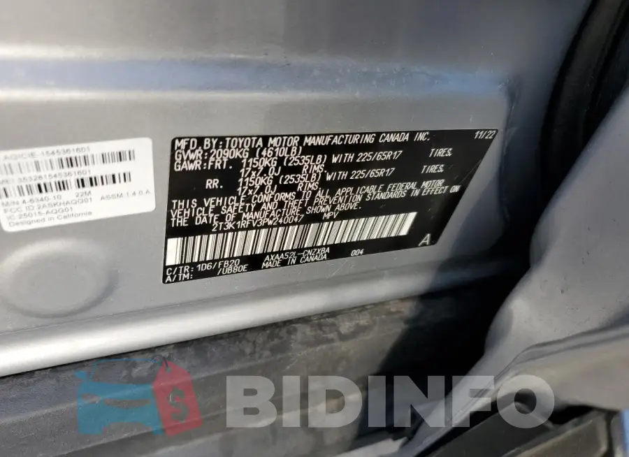 2T3K1RFV3PW240047 Photo# 13