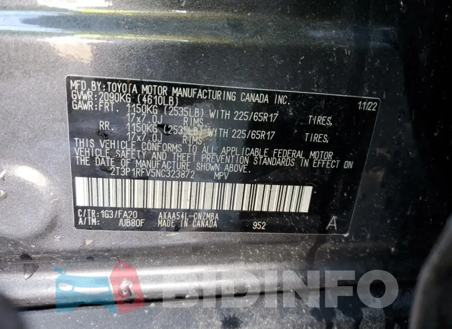2T3P1RFV5NC323872 Photo# 13