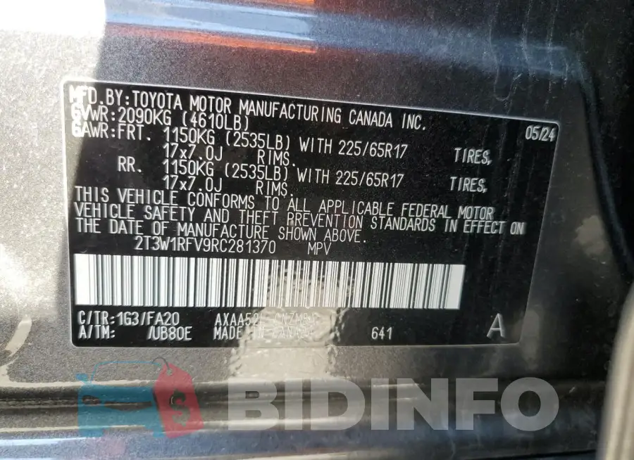 2T3W1RFV9RC281370 Photo# 12