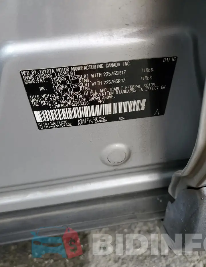 2T3WFREV7GW253338 Photo# 13