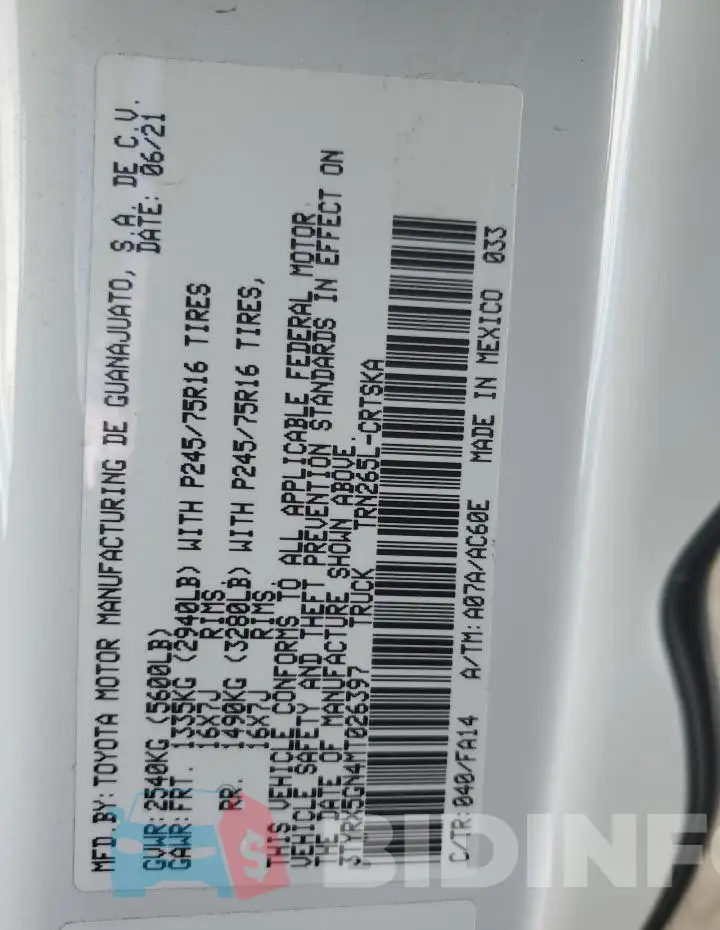 3TYRX5GN4MT026397 Photo# 12
