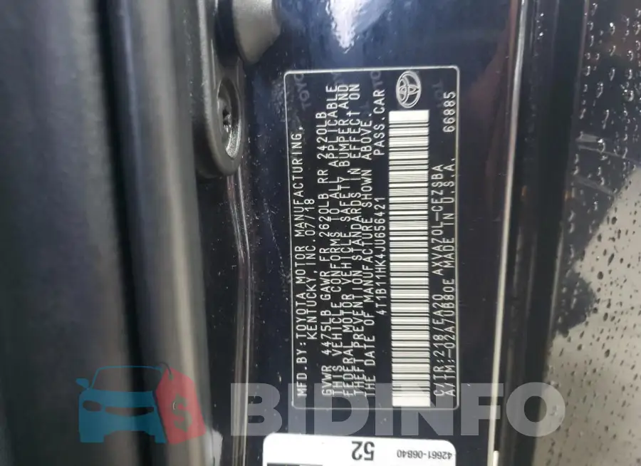4T1B11HK4JU656421 Photo# 12