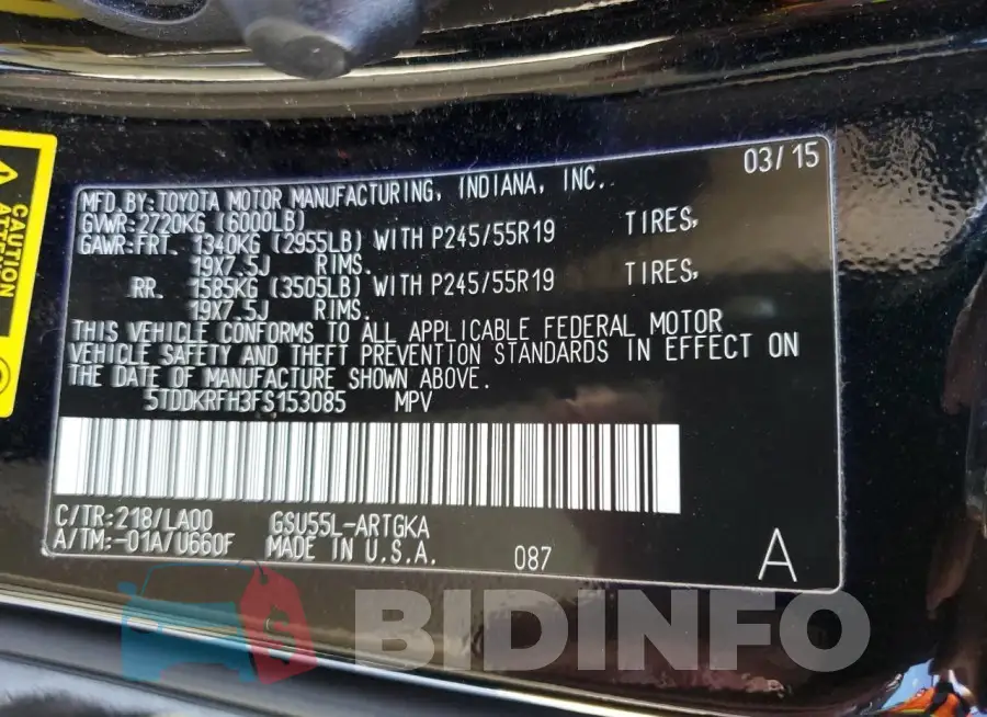 5TDDKRFH3FS153085 Photo# 14