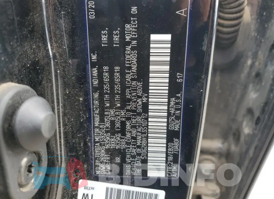 5TDGZRBH1LS510712 Photo# 13