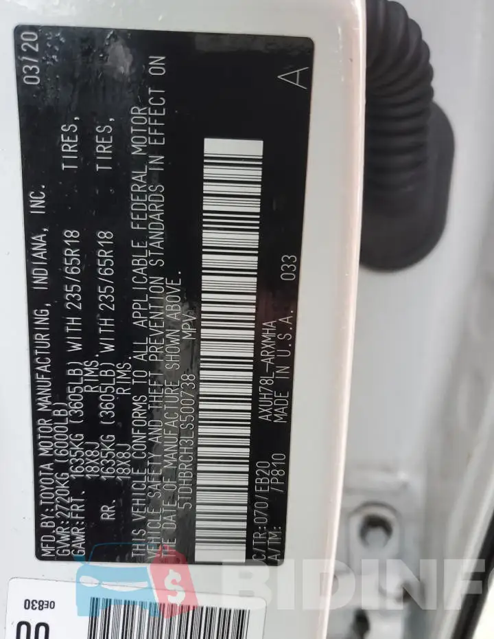 5TDHBRCH3LS500738 Photo# 13