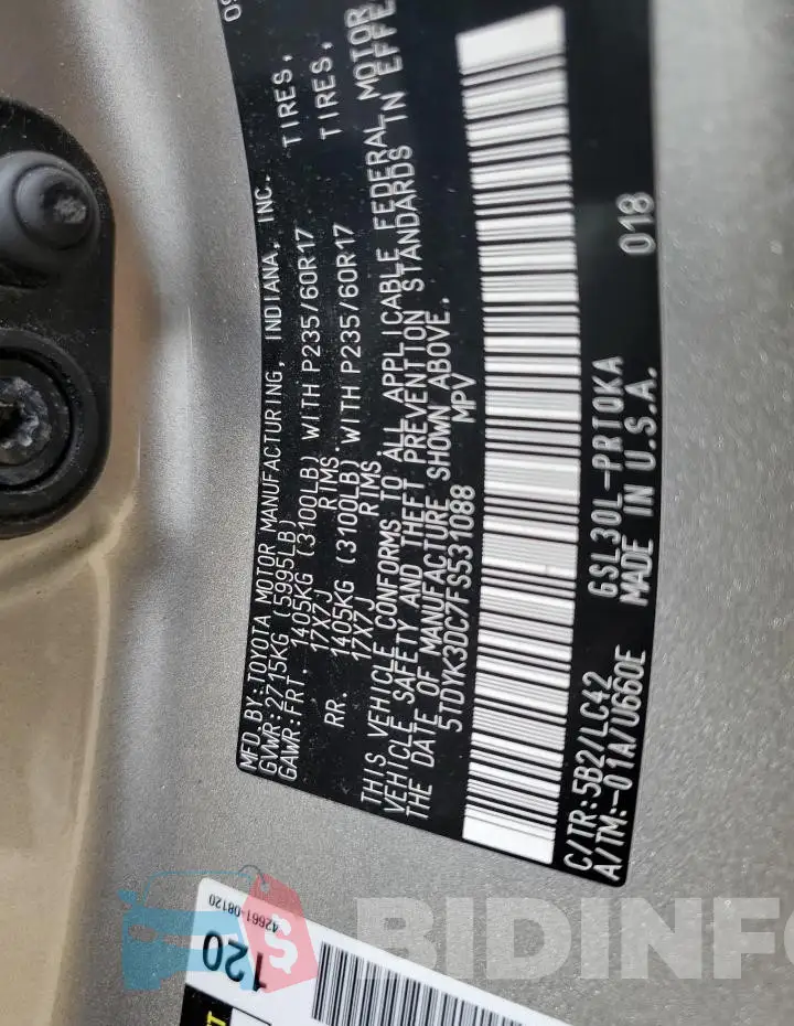 5TDYK3DC7FS531088 Photo# 14