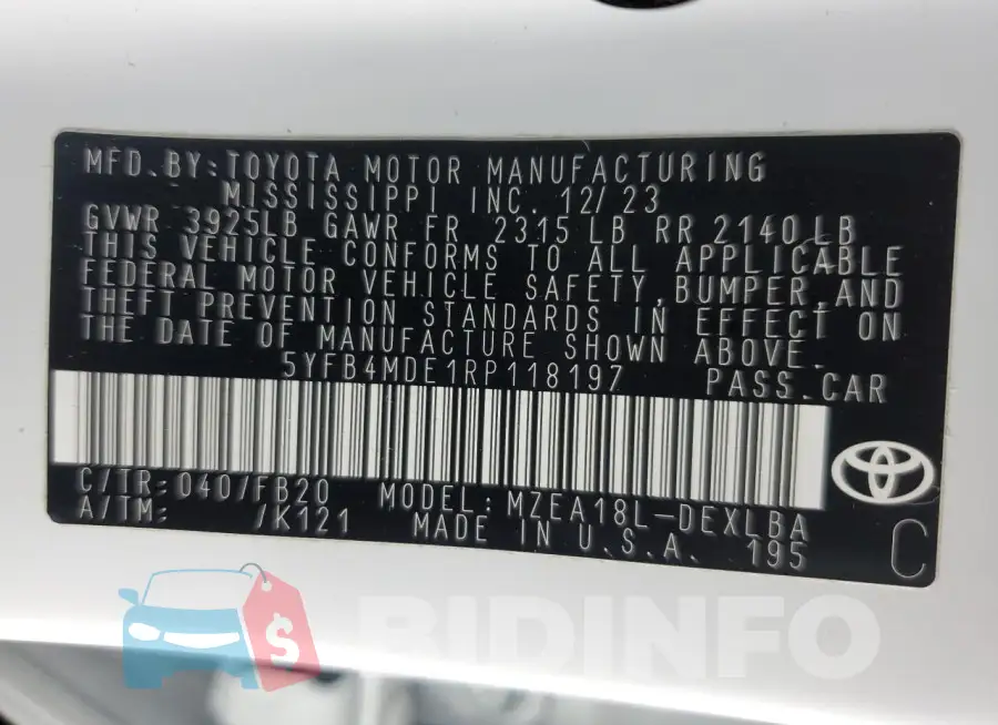 5YFB4MDE1RP118197 Photo# 12