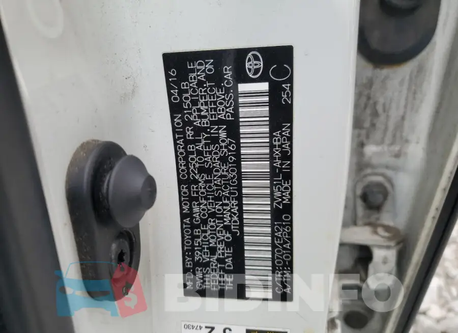 JTDKARFU1G3019167 Photo# 12
