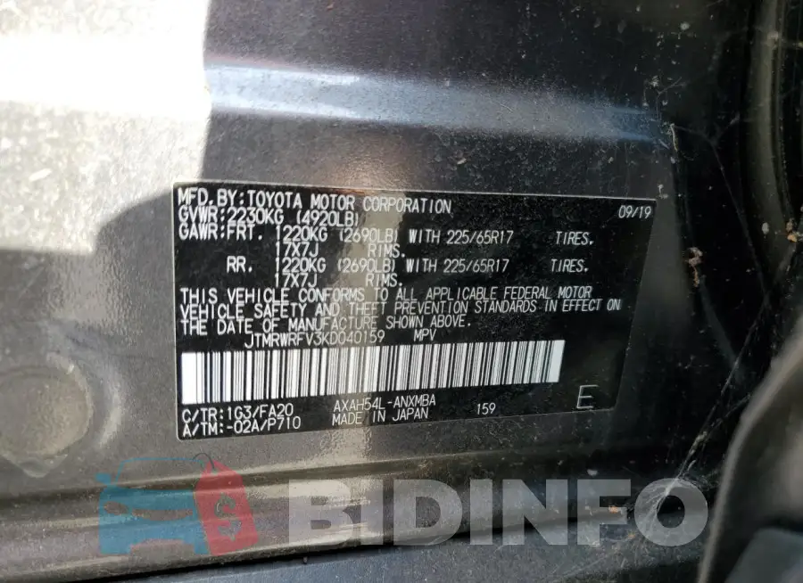 JTMRWRFV3KD040159 Photo# 12
