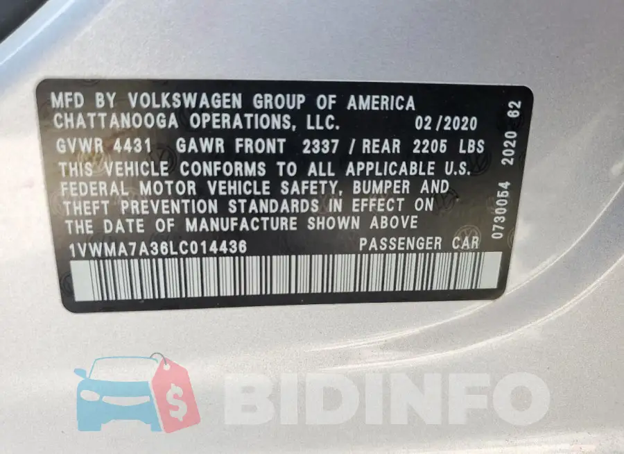 1VWMA7A36LC014436 Photo# 12