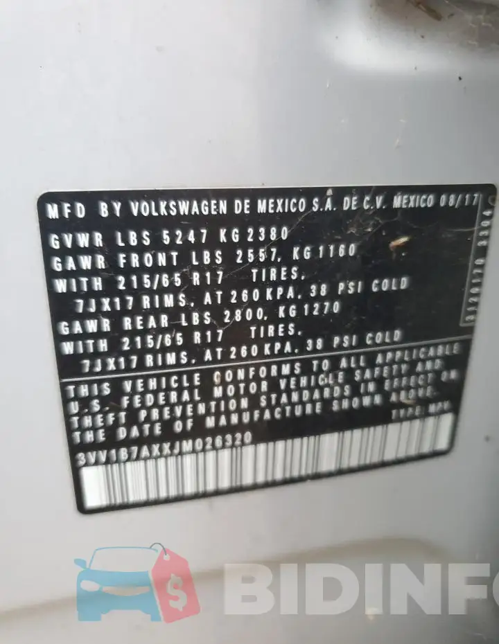 3VV1B7AXXJM026320 Photo# 12