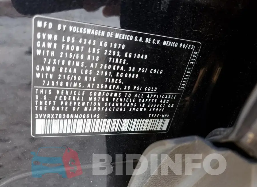 3VVRX7B20NM086149 Photo# 12