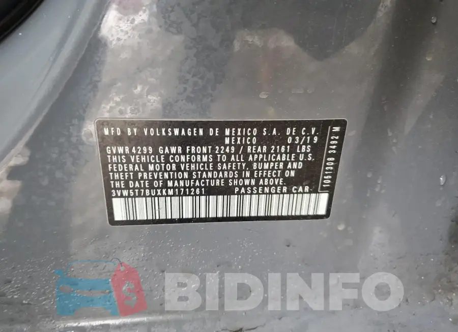 3VW5T7BUXKM171261 Photo# 12